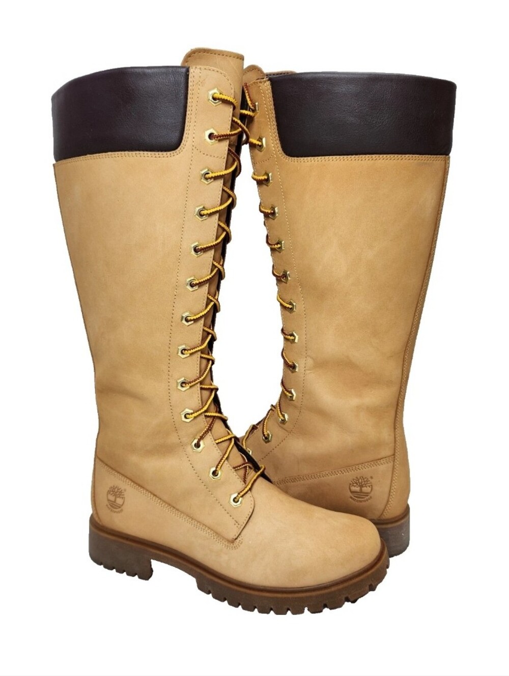 TIMBERLAND Premium 14" Zip Tall Boots Sz 7 Waterproof Wheat Nubuck TB08633A